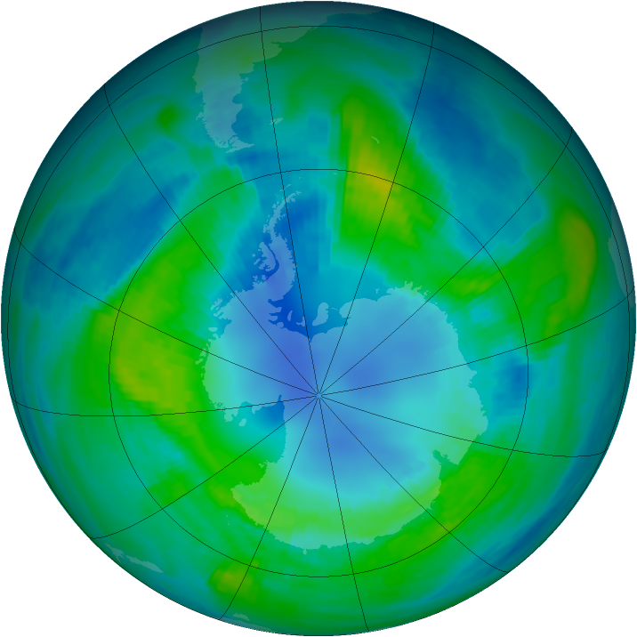 Antarctic ozone map for 16 April 1982